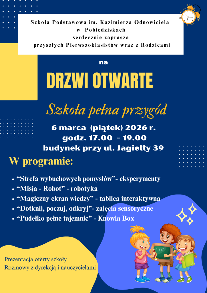 Szkola Podstawowa im. Kazimierza Odnowiciela w Pobiedziskach serdecznie zaprasza przyszlych Pierwszoklasistow wraz z Rodzicami 724x1024